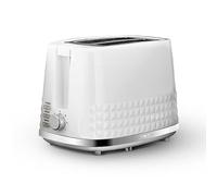 Tower T20082WHT Solitaire 2 Slice Toaster, Browning Control, 850W, White with Chrome Accents