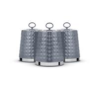 Tower Solitaire 3-Canister Set, Grey Stainless Steel, 1.3L, Airtight with Mirror Loop Lid - T826207GRY