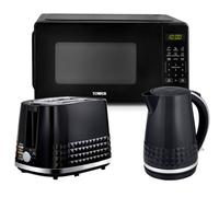 Tower Solitaire Black 2-Slice Toaster, Kettle And Microwave Matching Set T24045Blk