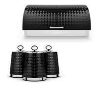 Tower Solitaire Black Bread Bin & Canisters Kitchen Storage Set