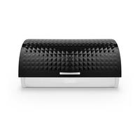 Tower Solitaire Black Bread Bin With Embossed Diamond Design T826206Blk - Ventilated Roll-Top Stainless Steel, 2-Year Guarantee