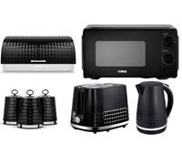 Tower Solitaire Black Kettle Toaster Manual Microwave & Kitchen Storage Set