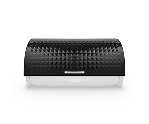 Tower Solitaire Black Roll Top Bread Bin, Large Capacity, Steel Lid with Bar Handle, Contemporary Embossed Diamond Design, T826206BLK
