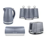 Tower Solitaire Bundle: Kettle, Toaster, Bread Bin, 3 Canister Set In Grey Grey One Size