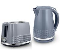 Tower Solitaire Grey 1.5L 3KW Jug Kettle & 2 Slice Toaster Matching Set