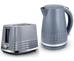 Tower Solitaire Grey 2 Slice Toaster & 1.5L 3KW Kettle Set T10075GRY/T20082GRY