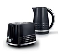 Tower Solitaire Kitchen Set, 1.5L Rapid Boil Kettle & 2 Slice Toaster, Black and Chrome Accents, T10075BLK, T20082BLK