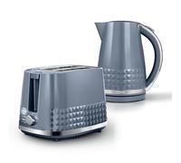 Tower Solitaire Kitchen Set, 1.5L Rapid Boil Kettle & 2 Slice Toaster, Grey and Chrome Accents, T10075GRY, T20082GRY