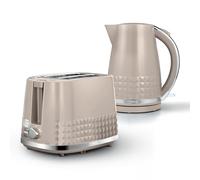 Tower Solitaire Kitchen Set, 1.5L Rapid Boil Kettle & 2 Slice Toaster, Latte and Chrome Accents, T10075MSH, T20082MSH