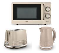 Tower Solitaire Latte & Chrome 3-Piece Kitchen Set: 1.7L Kettle, 2-Slice Toaster, Microwave T24042MSH
