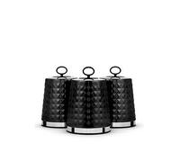 Tower Solitaire Set Of 3 Black Storage Canisters Black