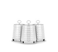 Tower Solitaire Set Of 3 White Storage Canisters White