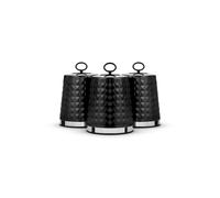 Tower Solitaire 3-Canister Set with Mirror-Finish Steel Lids, Airtight, Black - T826207BLK