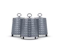 Tower Solitaire 3-Canister Set, Grey Stainless Steel, 1.3L, Airtight with Mirror Loop Lid - T826207GRY
