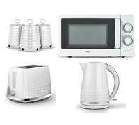 Tower Solitaire White 1.5L 3Kw Jug Kettle, 2-Slice Toaster, T24042Wht 800W 20L Microwave & Canisters Matching Kitchen Set