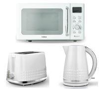 Tower Solitaire White Kettle 2 Slice Toaster & T24041WHT Digital Microwave Set