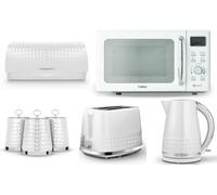 Tower Solitaire White Kettle Toaster T24041WHT Digital Microwave & Storage Set
