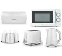 Tower Solitaire White Kettle Toaster T24042WHT 800W 20L Microwave & Storage Set