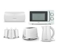 Tower Solitaire White Kettle Toaster T24042WHT Microwave & Storage Set
