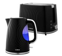 Tower Sonar Kettle & 2 Slice Toaster Kitchen Set (Black)