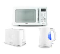 Tower Sonar White Kettle, 2-Slice Toaster & Digital Microwave Kitchen Set