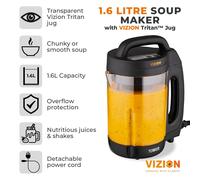 Tower Soup Maker with Transparent Body, Vizion 1.6L, T12067, Black