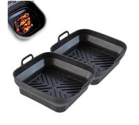 Tower Set of 2 Square Foldable Silicone Trays, Black