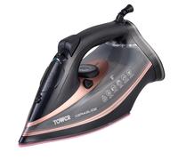 Tower Corded Steam Iron, 3100W, Rose Gold | Fast heat-up, 180g steam boost, Ceramic soleplate, 360ml tank, Anti-drip system, T22013