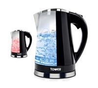 Tower T10012 LED Colour Changing Kettle, 360° Swivel Base, Large Viewing Window, Easy Fill Lid, Removable Filter, 1.7 Litre Capacity, 2200W, Black