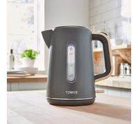 Tower T10037G Scandi Grey Wood Accents 3kW Quick Boil Cordless Rapid Boil Kettle