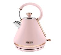 Tower T10044PNK Cavaletto Pyramid Kettle with Fast Boil, Detachable Filter, 1.7 Litre, 3000 W, Marshmallow Pink and Rose Gold