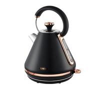 Tower T10044RG Cavaletto Pyramid Kettle with Fast Boil, Detachable Filter, 1.7 Litre, 3000 W, Black and Rose Gold