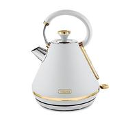 Tower T10044WHT Cavaletto Pyramid Kettle with Fast Boil, Detachable Filter, 1.7 Litre, 3000 W, White and Gold