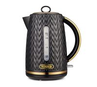 Tower T10052BLK Empire 1.7 Litre Kettle with Rapid Boil, Removable Filter, 3000W, Black with Brass Accents