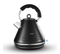 Tower T10074BLK Ash Rapid Boil Pyramid Kettle with Easy Open Lid, Removable Filter, 1.7L, 3KW, Black and Chrome