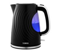 Tower T10083BLK Sonar Textured Kettle with Large Viewing Window & Blue Light, 360 Degree Base, 3000W, 1.7L, Black