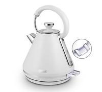 Tower T10087WHT Mirage Kettle with Digital Control Panel, Variable Temperature Function, Rapid Boil Technology, Viewing Window, Removable Filter, 3kW, 1.7L, White & Chrome