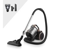 Tower T102004BLGPET RXP10PET Multi-Cyclonic Bagless Cylinder Vacuum Cleaner with Crevice Tool, Floor Brush, Small Brush, Pet Attachment, Automatic Cord Rewinder, 1.5L, 800W, Blush Gold