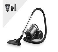 Tower T102004PLPET TXP10PET Multi-Cyclonic Bagless Cylinder Vacuum Cleaner with Crevice Tool, Floor Brush, Small Brush, Pet Attachment, Automatic Cord Rewinder, 1.5L, 800W, Platinum