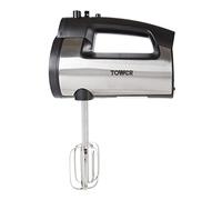 Tower T12016 Stainless Steel Hand Mixer, 2-in-1 mixer with 6 speed and turbo function, 300W, stainless steel