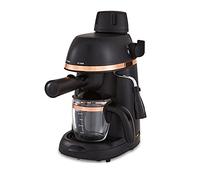 Tower T13014RG Cavaletto Espresso Maker with Frothing Function, Glass Carafe, Steel Filter, 800 W,4 cups, Black and Rose Gold