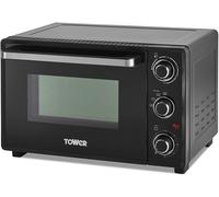 Tower Mini Oven with Adjustable Temperature Control, 90 Minute Timer, Baking Tray and Wire Rack, 23 Litre, Black with Silver Accents, T14043