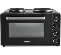 Tower T14045 Mini Oven with Adjustable Temperature Control, 90 Minute Timer, Baking Tray and Wire Rack, Black with Silver Accents, 42 litre