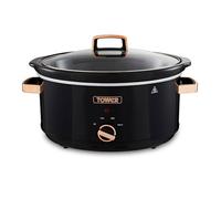 Tower T16019RG Infinity Slow Cooker with 3 Heat Settings and Keep Warm Function, 6.5 L, 270 W, Black and Rose Gold