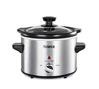 Tower T16020 Infinity Compact Slow Cooker with Keep Warm Function, 1.5L, 120W, Stainless Steel