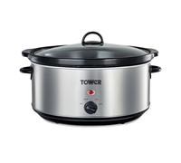 Tower T16040Y Slow Cooker with 3 Heat Settings and Removable Dishwasher Safe Crock Pot, 6.5 Litre, 300W, Stainless Steel
