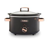 Tower T16042BLK Cavaletto 35 Litre Slow Cooker with 3 Heat Settings Removable Pot and Cool Touch Handles Black and Rose Gold - This product is de