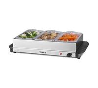 Tower T16150 Buffet Server with 3 x 1.5L Tray Capacity & Adjustable Temperature Controls, Cool Touch Handles, 200W, Stainless Steel