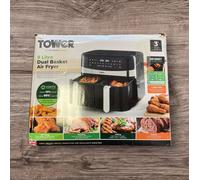 Tower T17088 Vortx Air Fryer with Individual Non-Stick Coated Dual Baskets - 9L