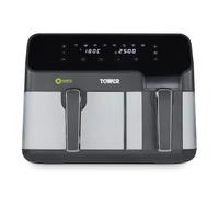 Tower T17099 Vortx 5.2L & 3.3L Eco Dual Basket Air Fryer with 8 One-Touch Pre-sets, 1700W, Black